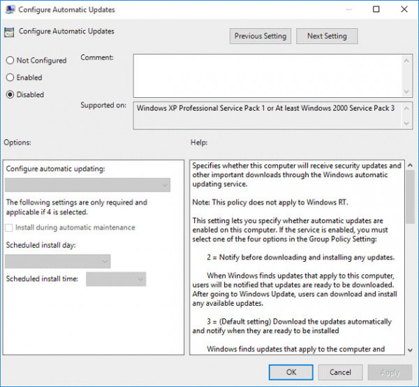 Tắt update win 10