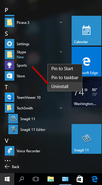 Cách xóa phần mềm trên máy tính win 10