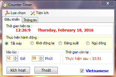 Phần mềm hẹn giờ tắt máy win 10
