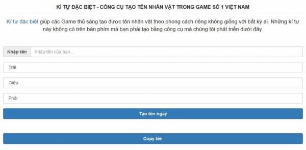 Kí tự đặc biệt trong game