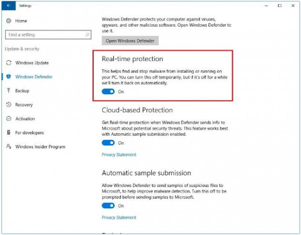 Tắt windows Defender win 10