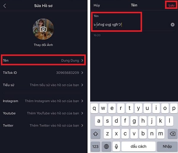 cách đổi tên kí tự đặc biệt tik tok